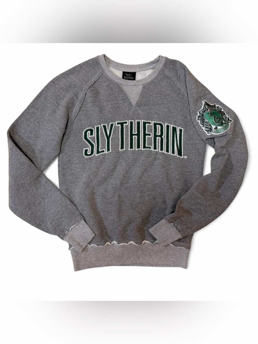 Universal Studios Slytherin Gray Crewneck with Green Lettering